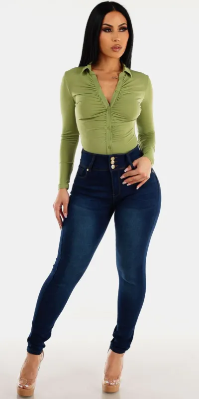 Green Bodysuit Denim Outfit sold by Moda