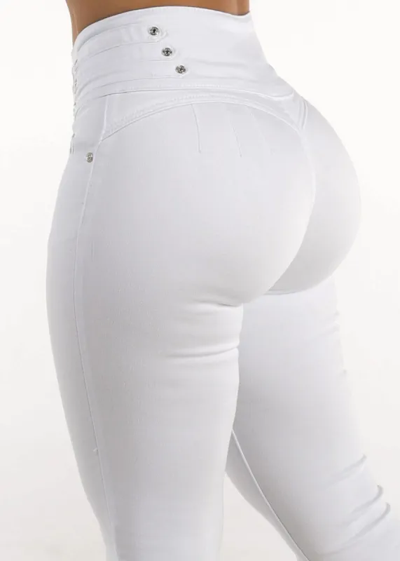 White Butt Lift High Waisted Skinny Jeans sold by Moda