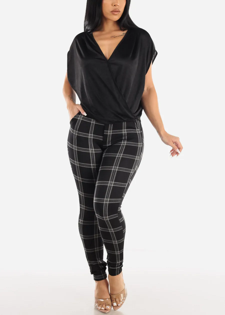 Black Butt Lifting Plaid Skinny Pants w Belt sold by Moda product image thumbnail 2