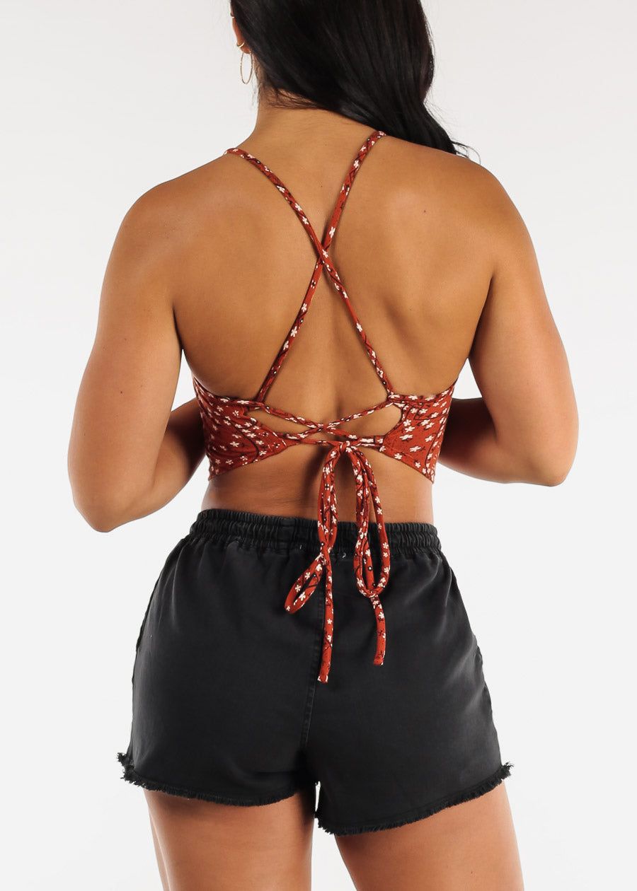 Strappy Open Back Printed Crop Top Brick sold by Moda product image thumbnail 5