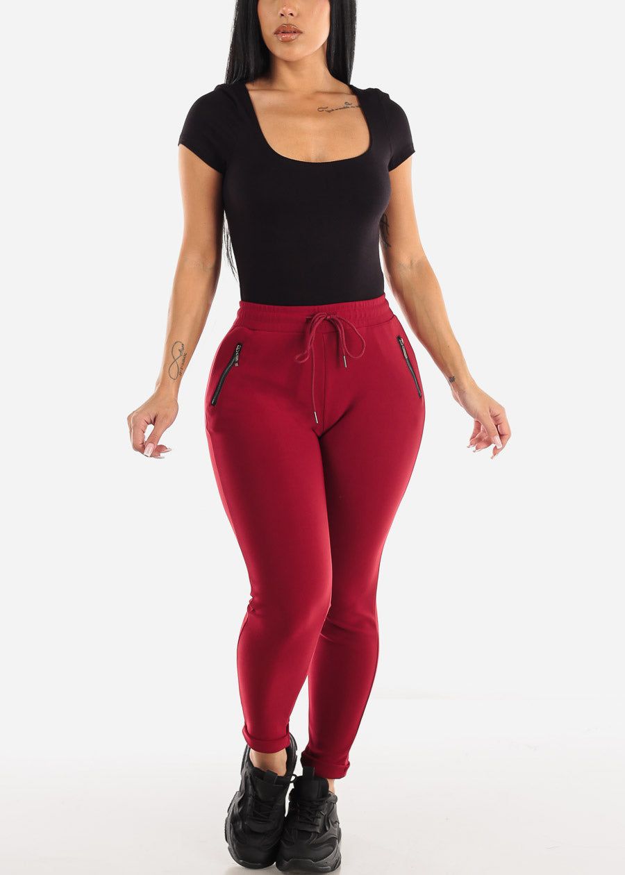 Short Sleeve Scoop Neck Double Layered Black Bodysuit sold by Moda product image thumbnail 3
