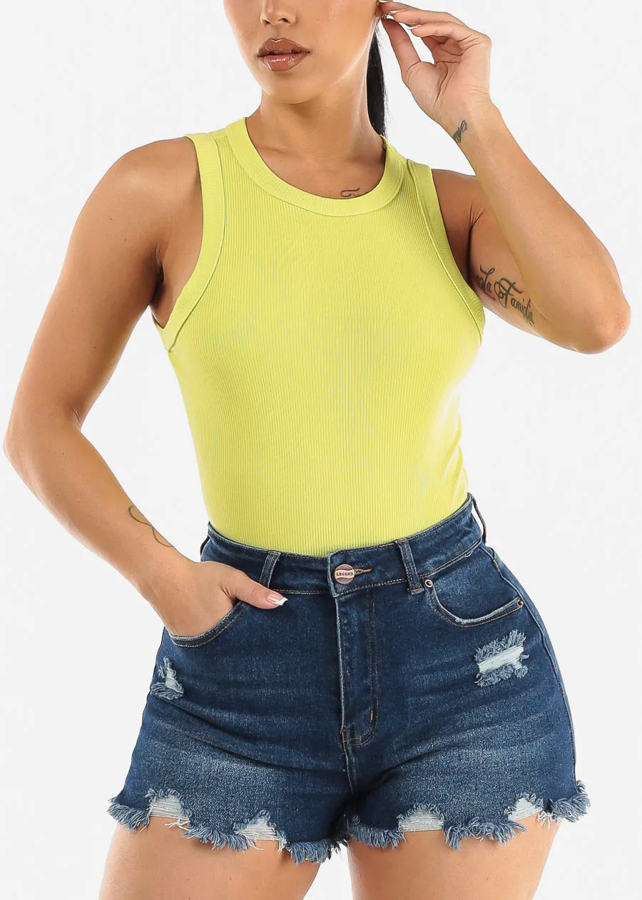 Sleeveless Crewneck Thong Bodysuit Neon Lime sold by Moda product image thumbnail 5