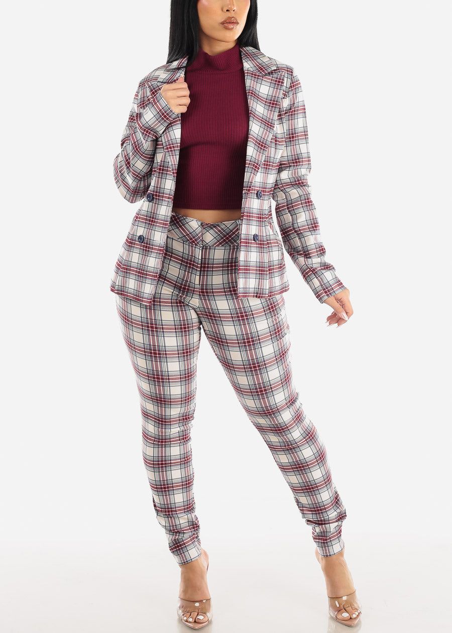 High Waist Plaid Dressy Skinny Pants Ivory sold by Moda product image thumbnail 2