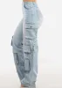 Super High Waist Light Wash Stretchy Cargo Jeans sold by Moda