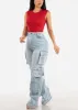 Super High Waist Light Wash Stretchy Cargo Jeans sold by Moda