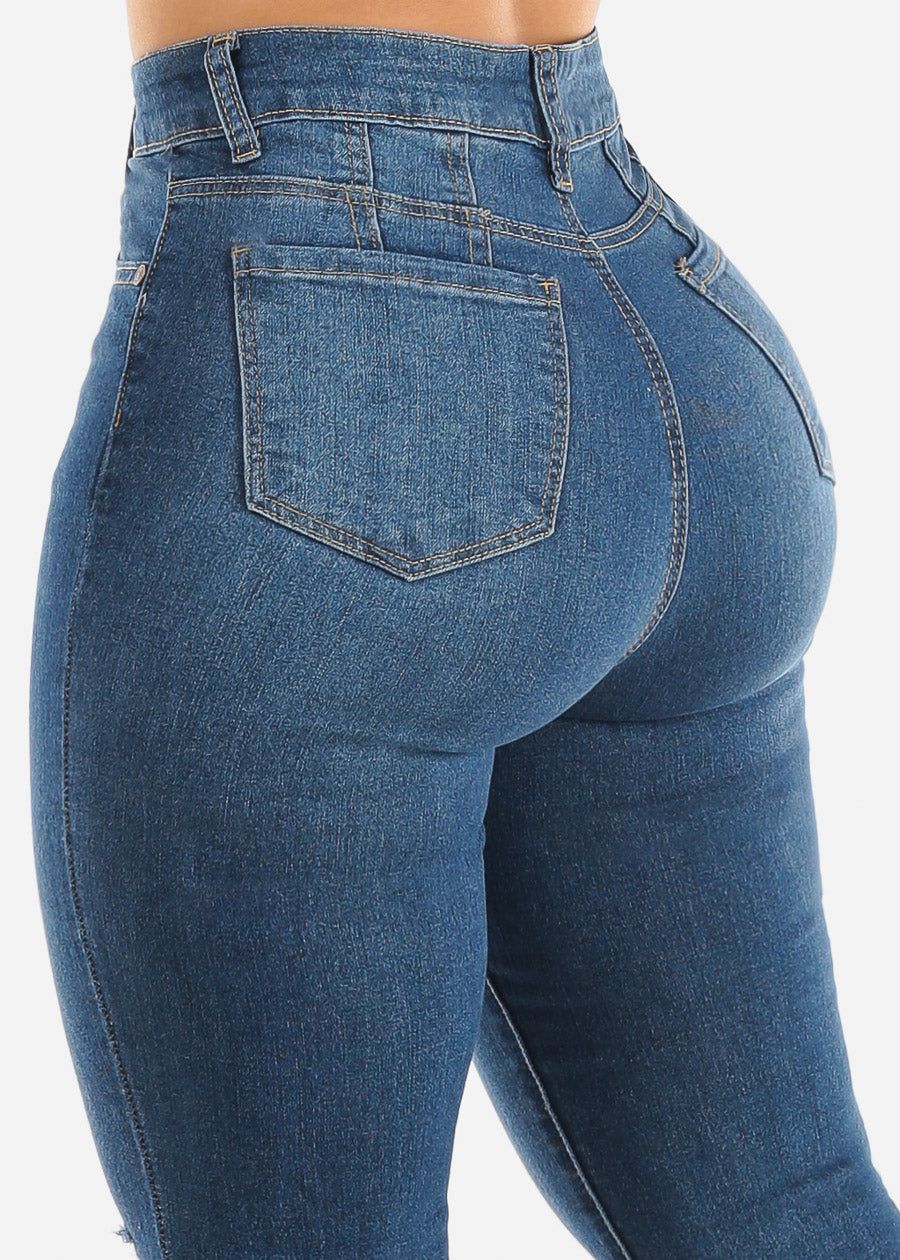 High Waist Butt Lifting Flare Bootcut Jeans Med Blue sold by Moda product image thumbnail 5
