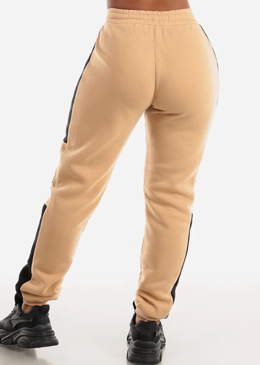 Fleece High Waist Jogger Sweatpants Khaki "Love" sold by Moda product image thumbnail 4