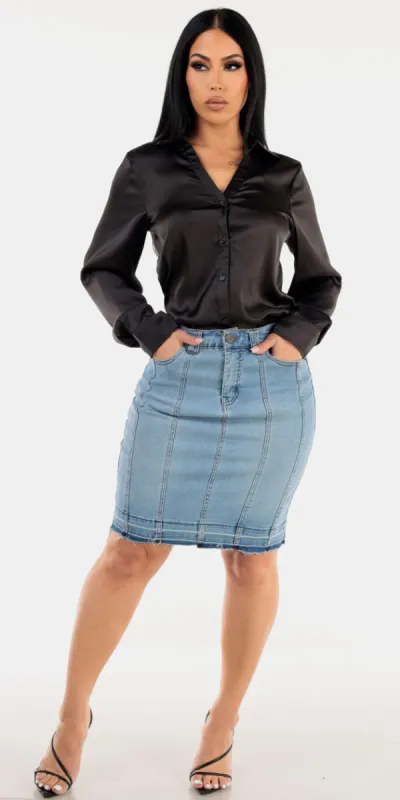 Black Satin Denim Pencil Combo sold by Moda