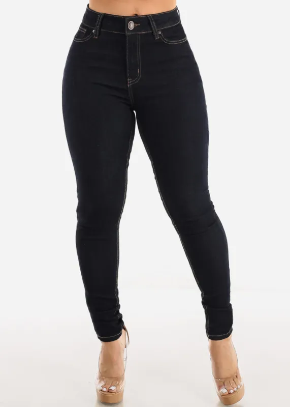High Waist Stretchy Classic Dark Skinny Jeans sold by Moda