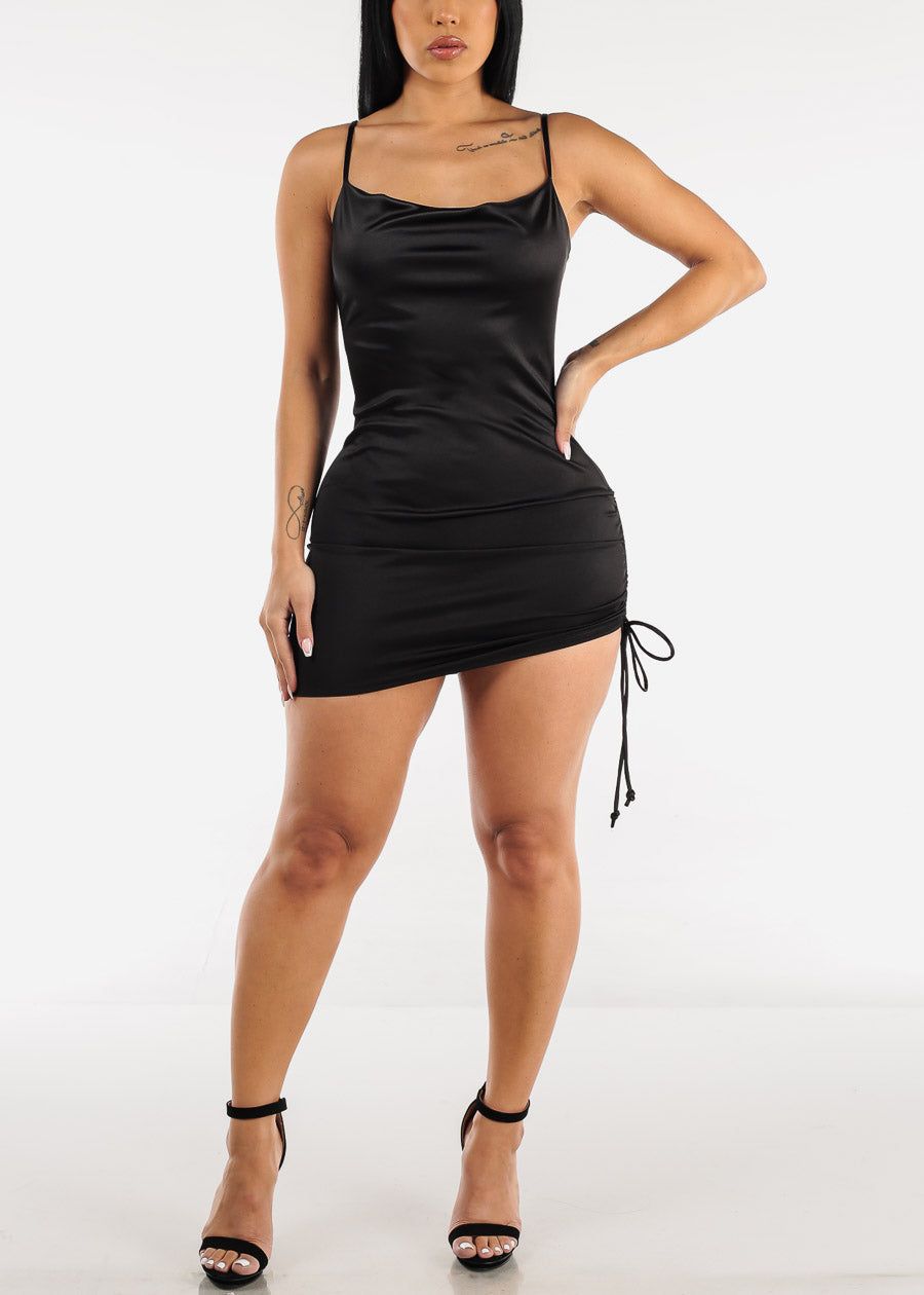 LBD Sleeveless Satin Ruched Side Bodycon Mini Dress sold by Moda product image thumbnail 2