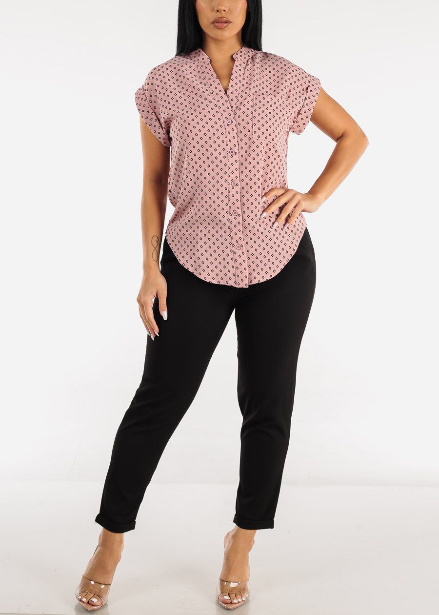 Button Up Printed Vneck Blouse Mauve sold by Moda product image thumbnail 2