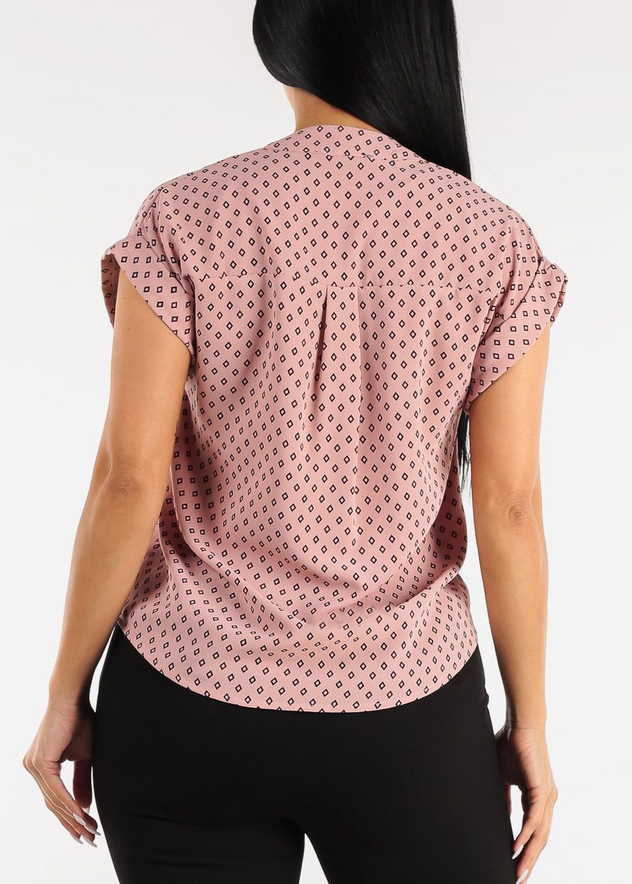 Button Up Printed Vneck Blouse Mauve sold by Moda product image thumbnail 4