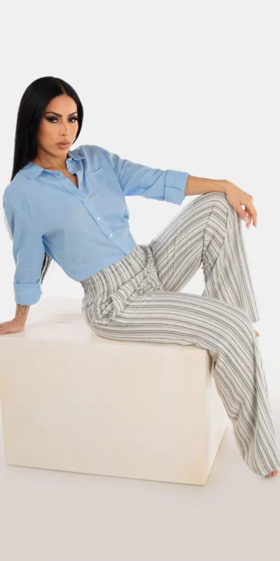 Linen Blue Stripe Set sold by Moda