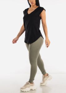 Light Olive High Waisted Corset Leggings sold by Moda