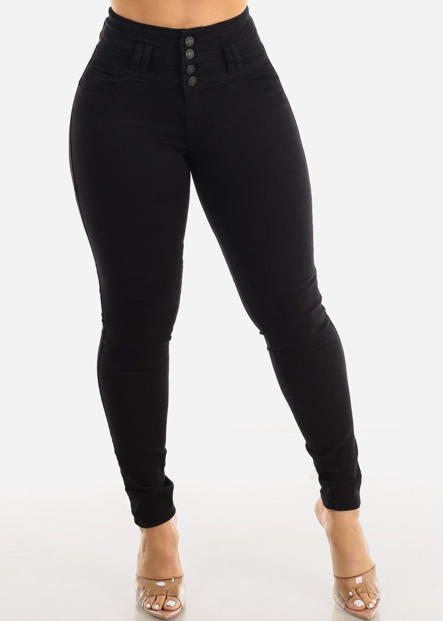 Black Butt Lifting High Waist Skinny Jeans sold by Moda product image thumbnail 3