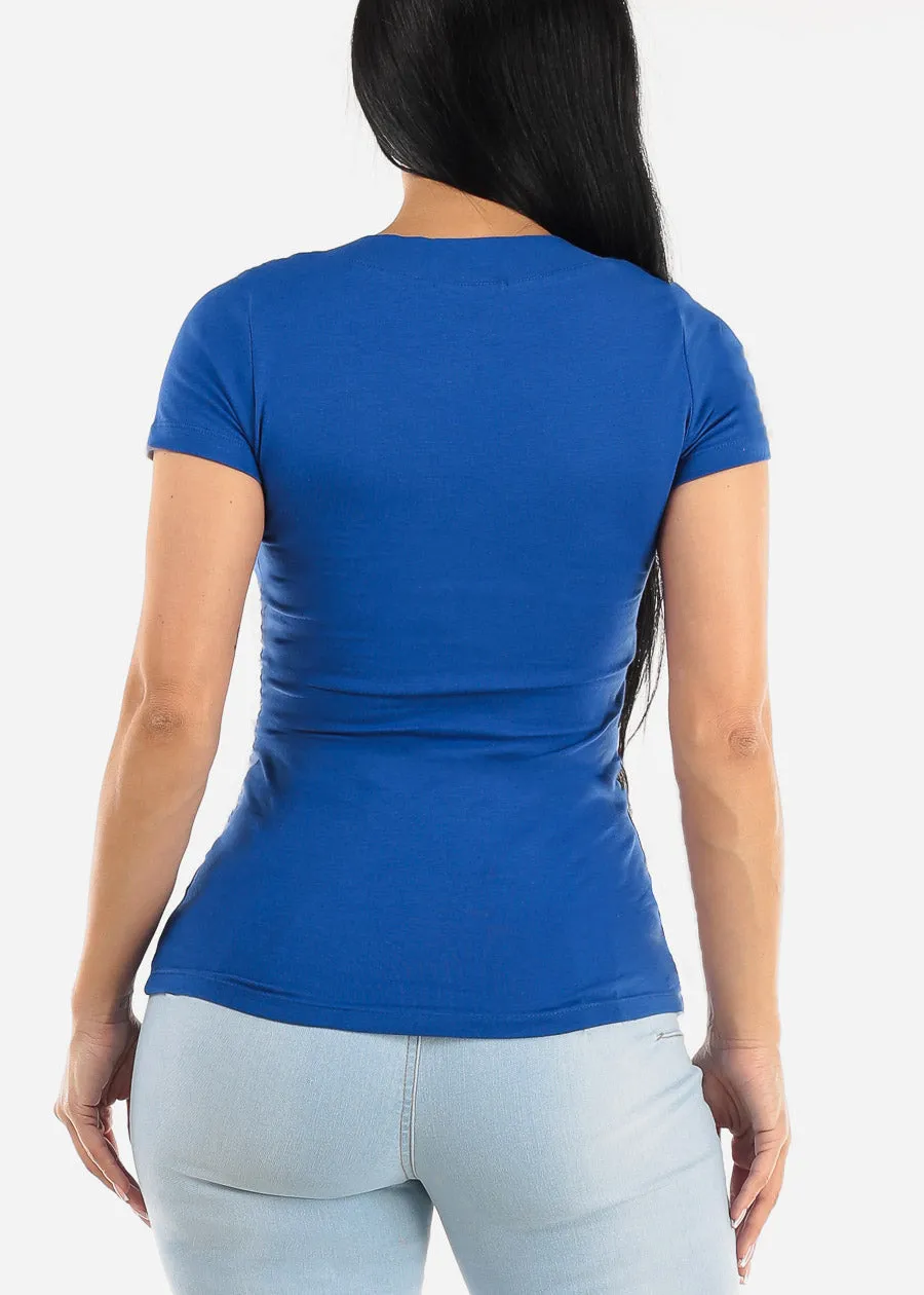 V-Neck Basic T-Shirt (Royal Blue) sold by Moda product image thumbnail 4