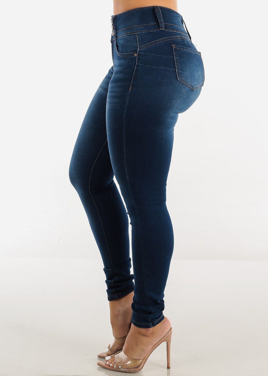 Butt Lift Mid Rise Dark Blue Skinny Jeans sold by Moda product image thumbnail 4