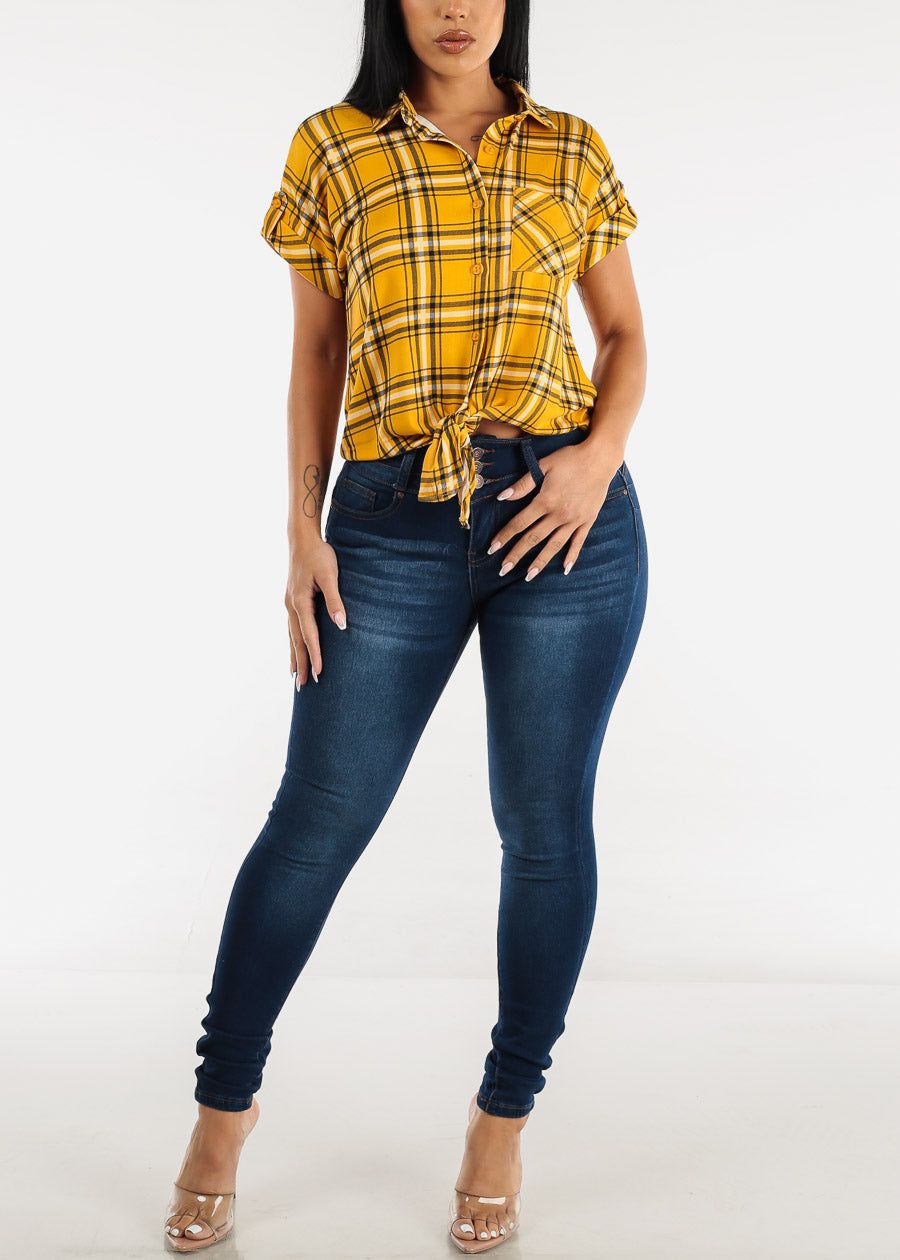 Butt Lift Mid Rise Dark Blue Skinny Jeans sold by Moda product image thumbnail 2