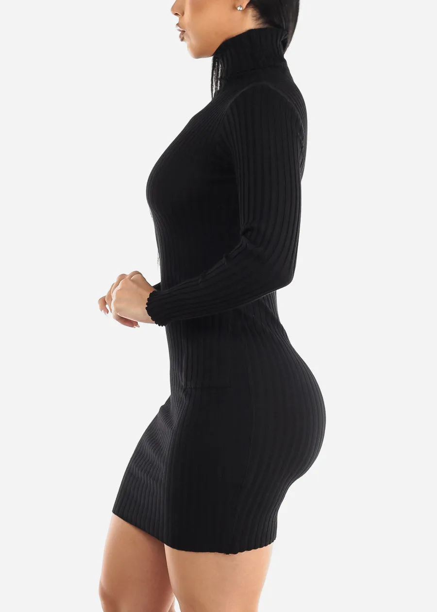 Long Sleeve Black Turtleneck Sweater Dress w Pockets sold by Moda product image thumbnail 3