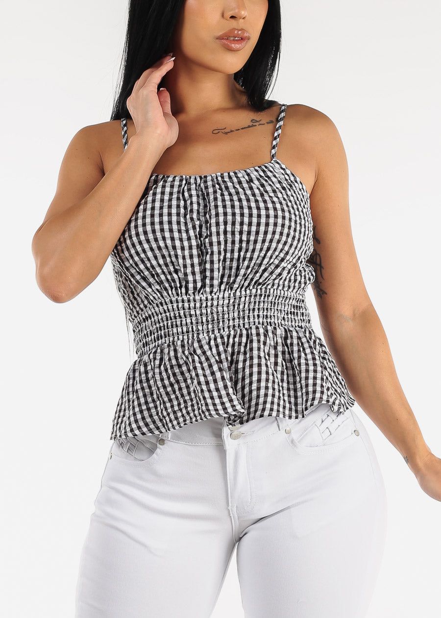 Spaghetti Peplum Spandex Waist Top sold by Moda