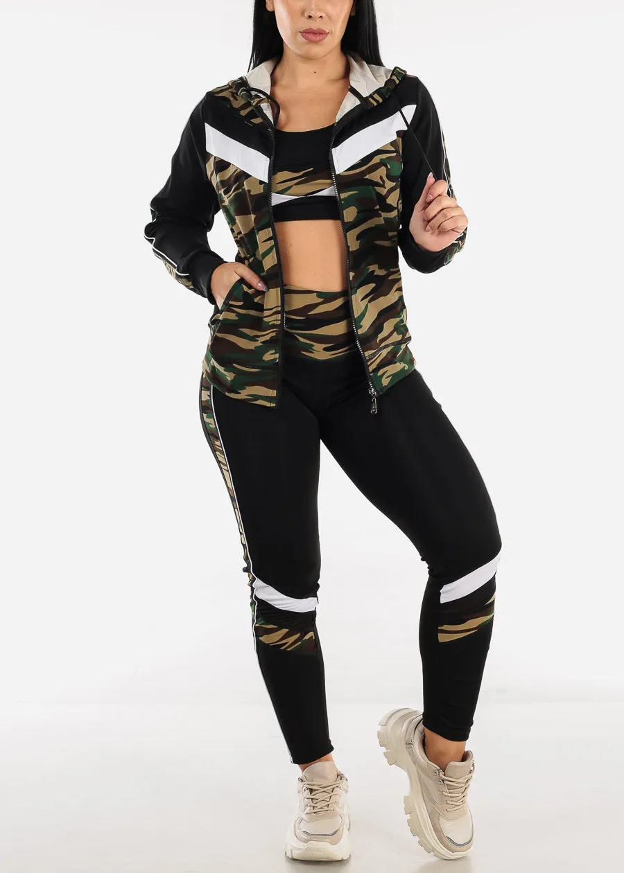 Olive Camo Activewear Jacket, Sports Bra & Leggings (3 PCE SET) sold by Moda product image thumbnail 2