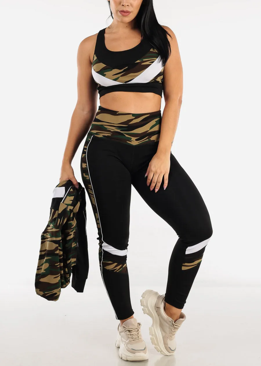 Olive Camo Activewear Jacket, Sports Bra & Leggings (3 PCE SET) sold by Moda product image thumbnail 3