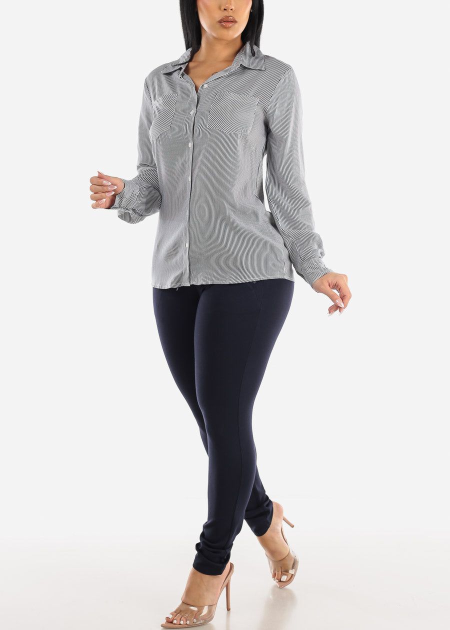 High Waisted Navy Skinny Pants sold by Moda product image thumbnail 2