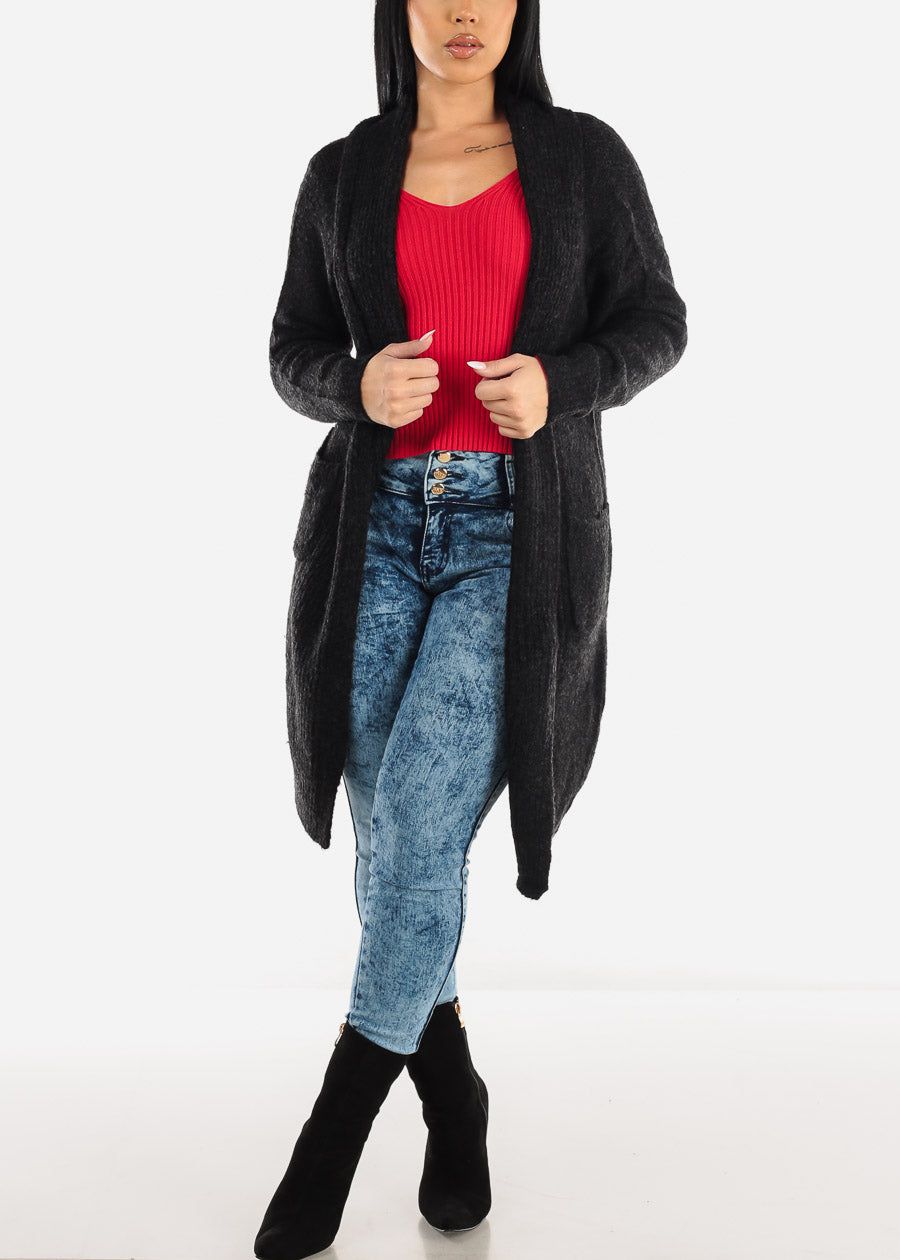 Long Sleeve Soft Knit Black Maxi Cardigan sold by Moda product image thumbnail 2