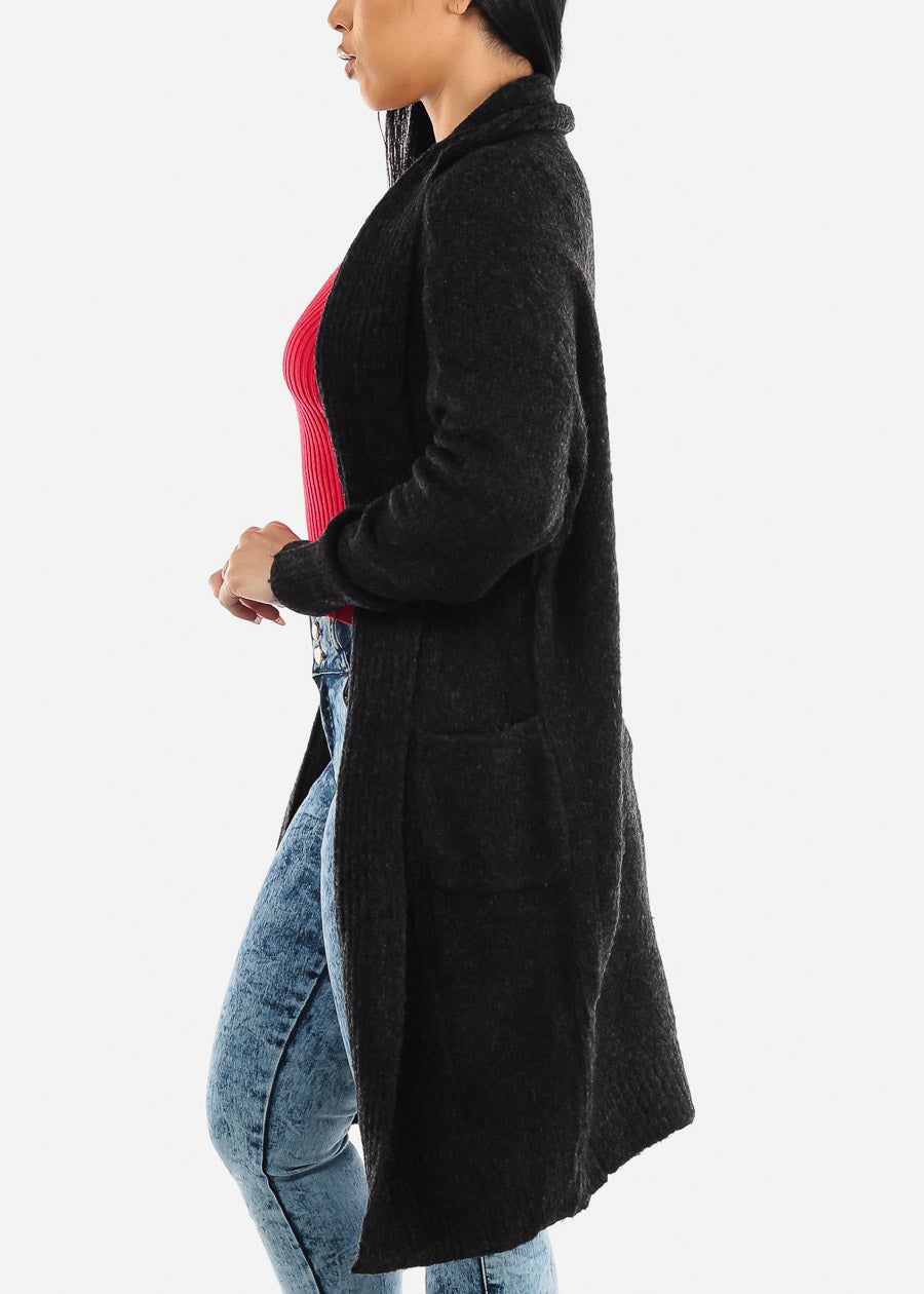 Long Sleeve Soft Knit Black Maxi Cardigan sold by Moda product image thumbnail 3