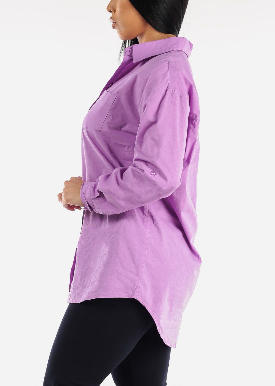 Long Sleeve Cotton Tunic Shirt Lavender sold by Moda product image thumbnail 3