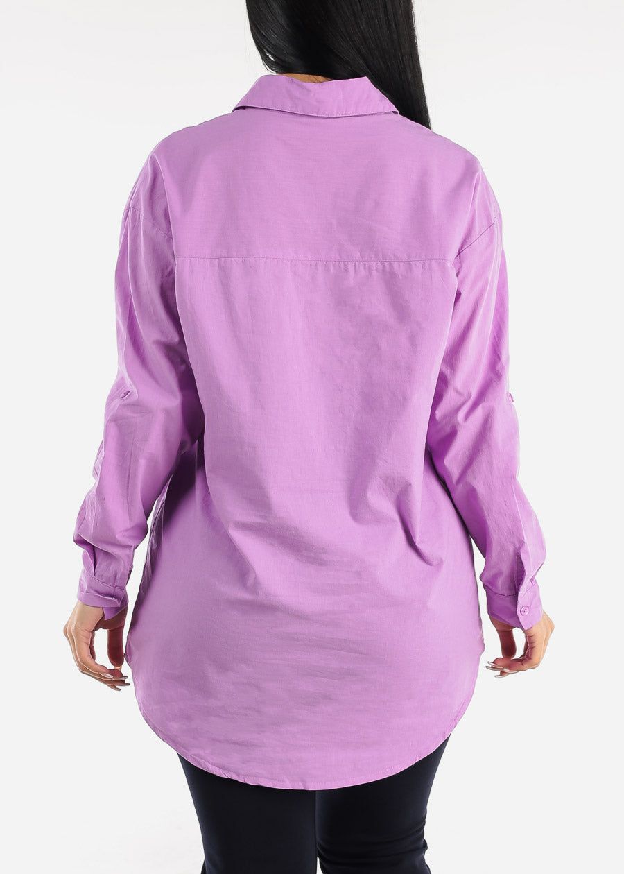 Long Sleeve Cotton Tunic Shirt Lavender sold by Moda product image thumbnail 4