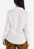 White Linen Long Sleeve Half Button Up Shirt sold by Moda