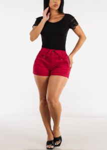 Lace Short Sleeve Thong Bodysuit Black sold by Moda