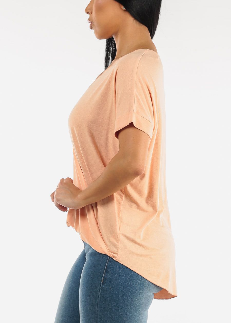 Short Sleeve Surplice Tunic Top Peach sold by Moda product image thumbnail 3