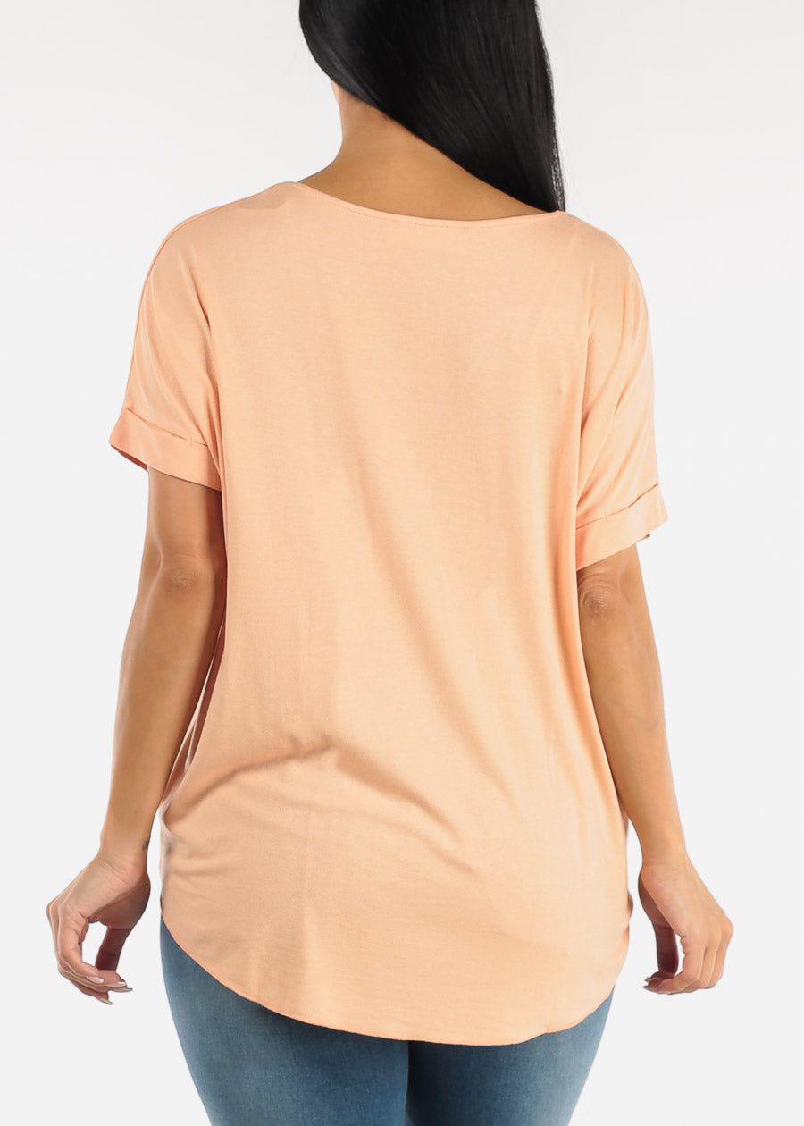Short Sleeve Surplice Tunic Top Peach sold by Moda product image thumbnail 4