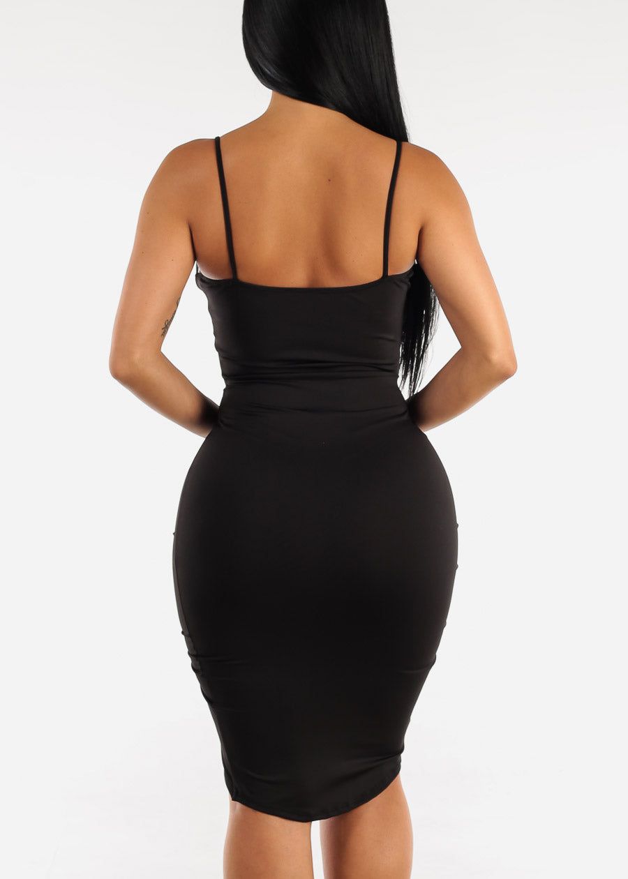 Black Sleeveless Ruched Bodycon Dress w O-Ring Cut Out sold by Moda product image thumbnail 4