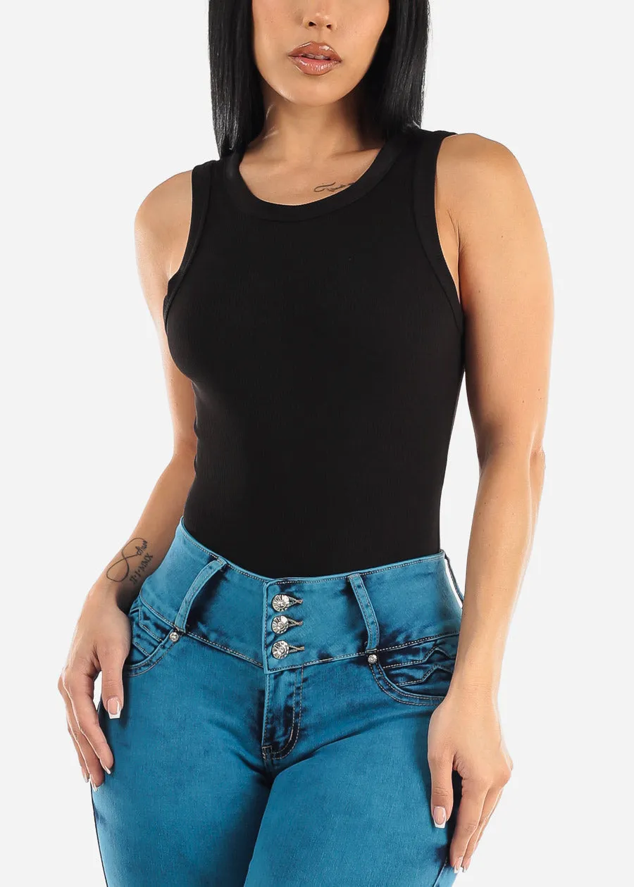 Black Sleeveless Crewneck Thong Bodysuit sold by Moda product image thumbnail 5