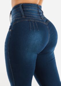 Thick Waist Butt Lifting Skinny Jeans Dark Wash sold by Moda