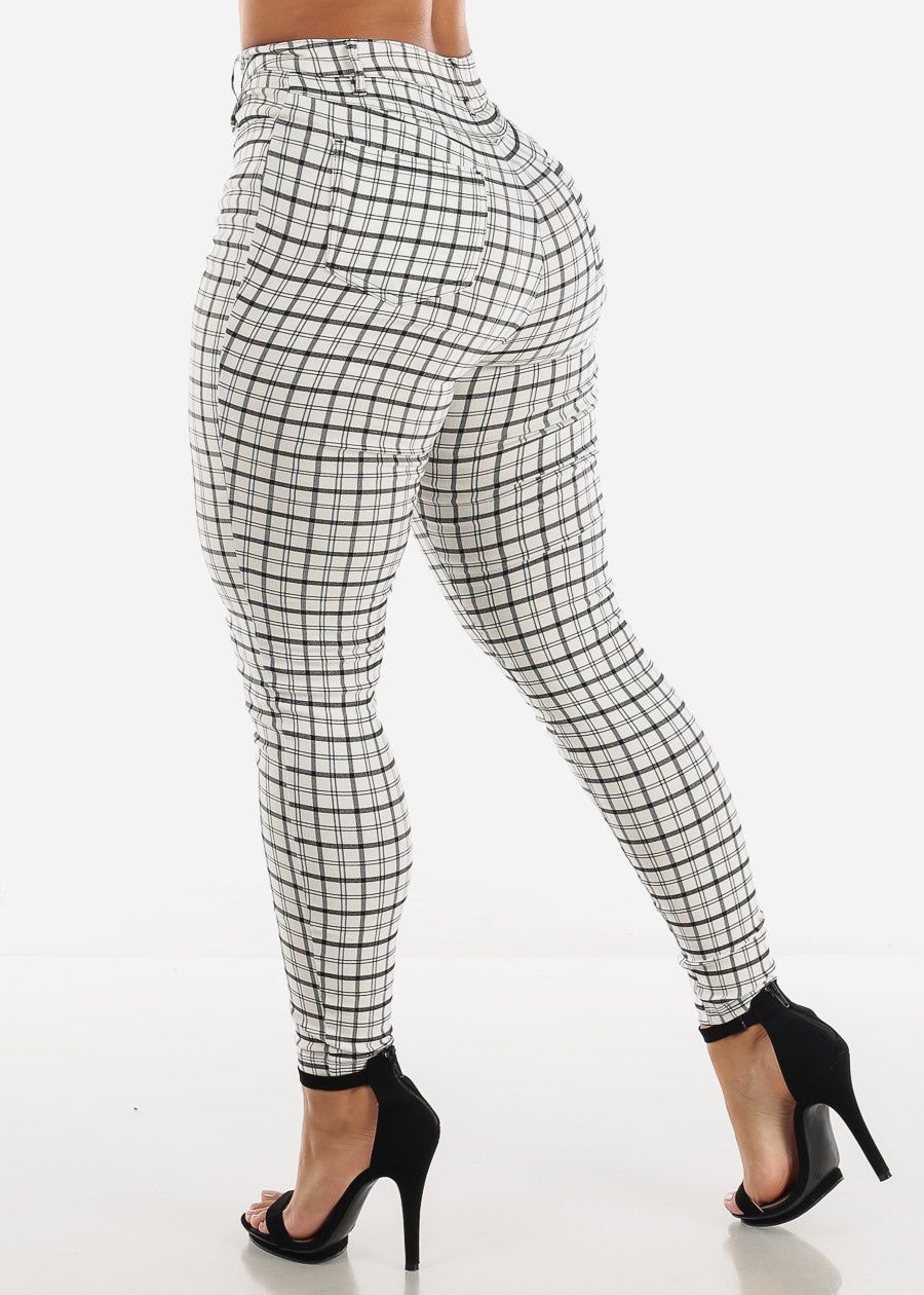 High Waisted White Checkered Pants sold by Moda product image thumbnail 4