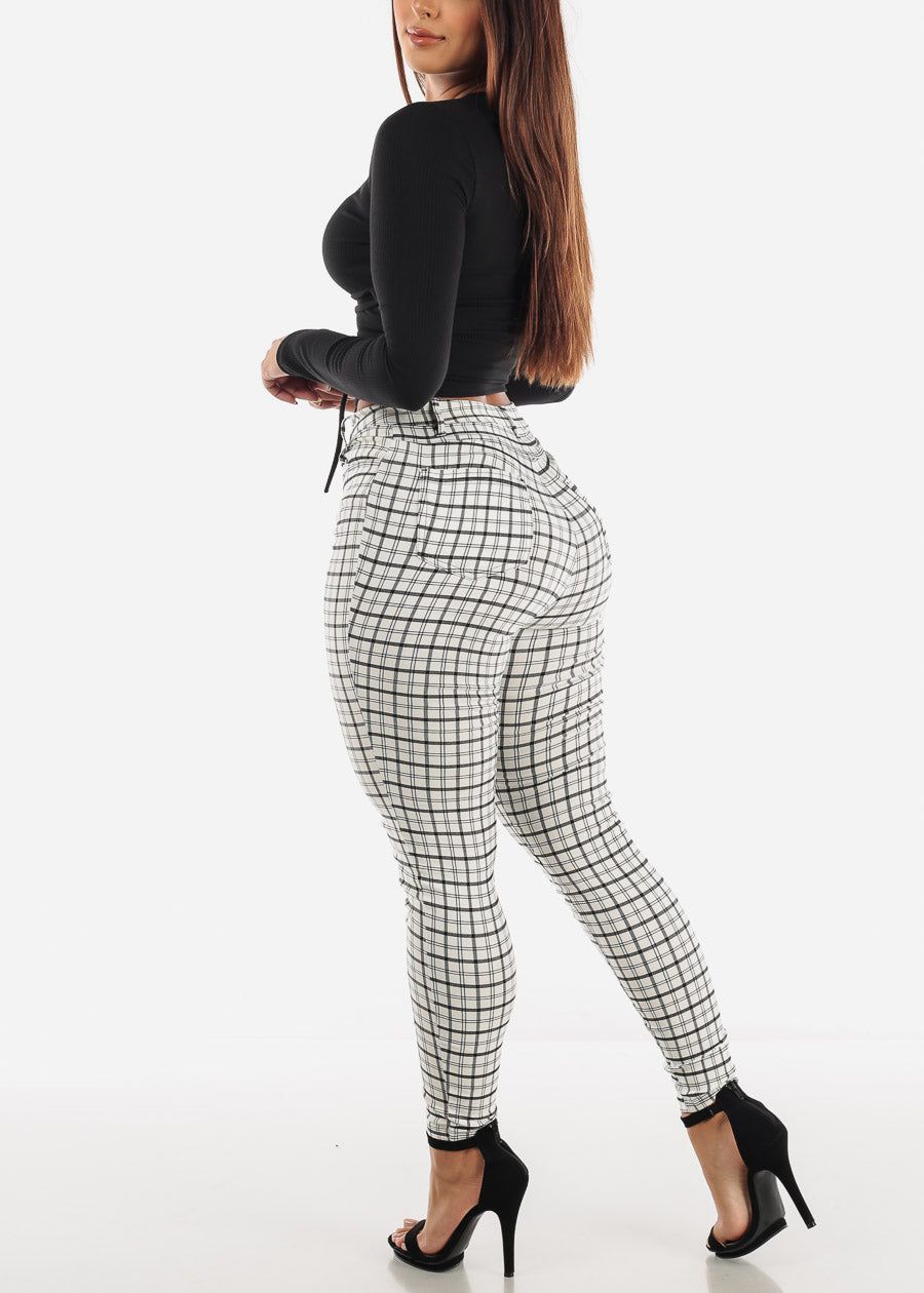 High Waisted White Checkered Pants sold by Moda product image thumbnail 5