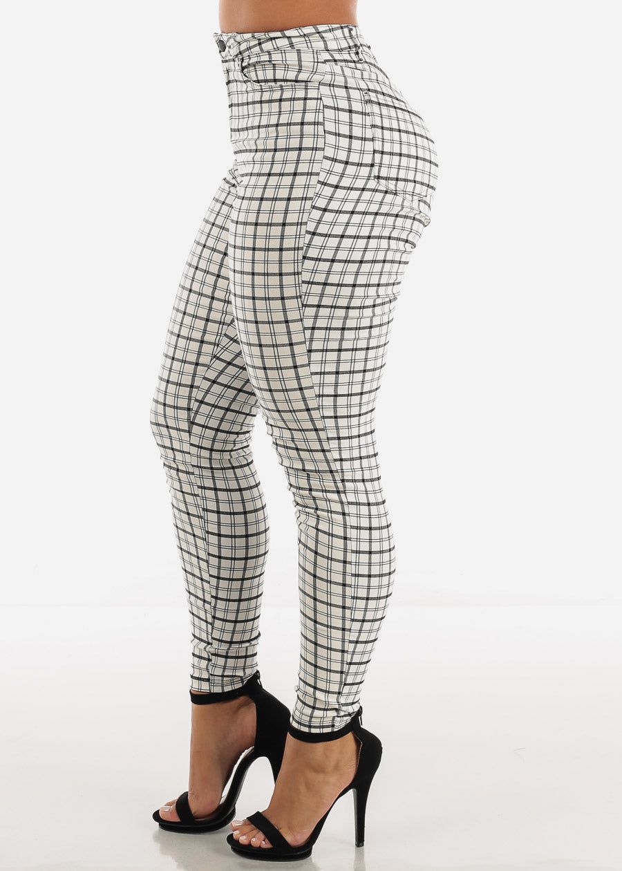High Waisted White Checkered Pants sold by Moda product image thumbnail 3