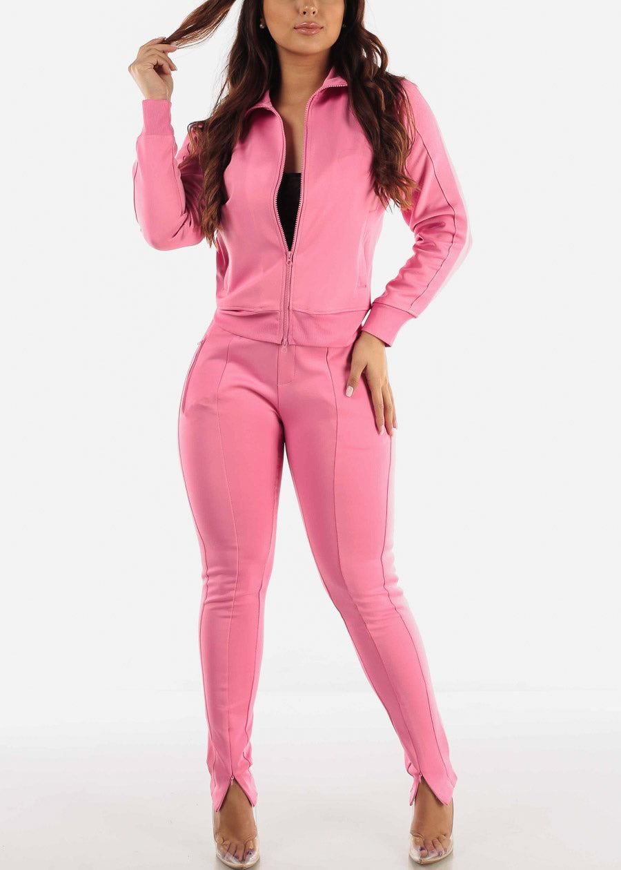 Hot Pink Zip Up Tracksuit (2 PCE SET) sold by Moda product image thumbnail 2