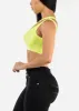 One Shoulder Cut Out Crop Top Neon Lime sold by Moda