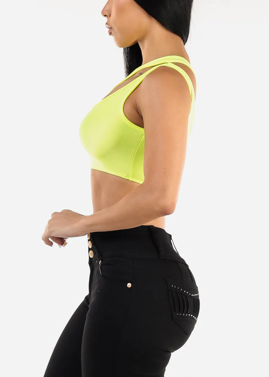 One Shoulder Cut Out Crop Top Neon Lime sold by Moda product image thumbnail 3