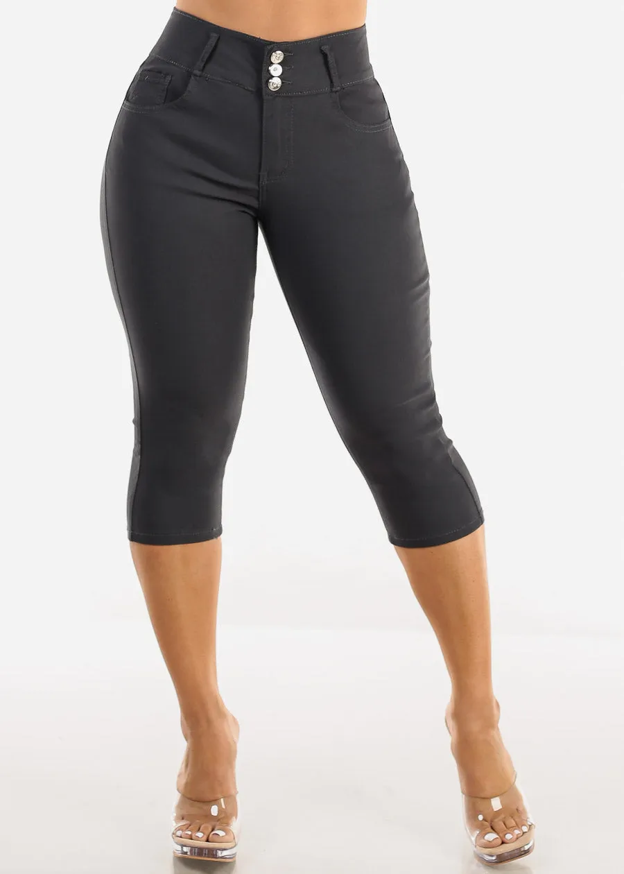 MX JEANS High Waist Hyper Stretchy Butt Lifting Capris Grey sold by Moda product image thumbnail 3