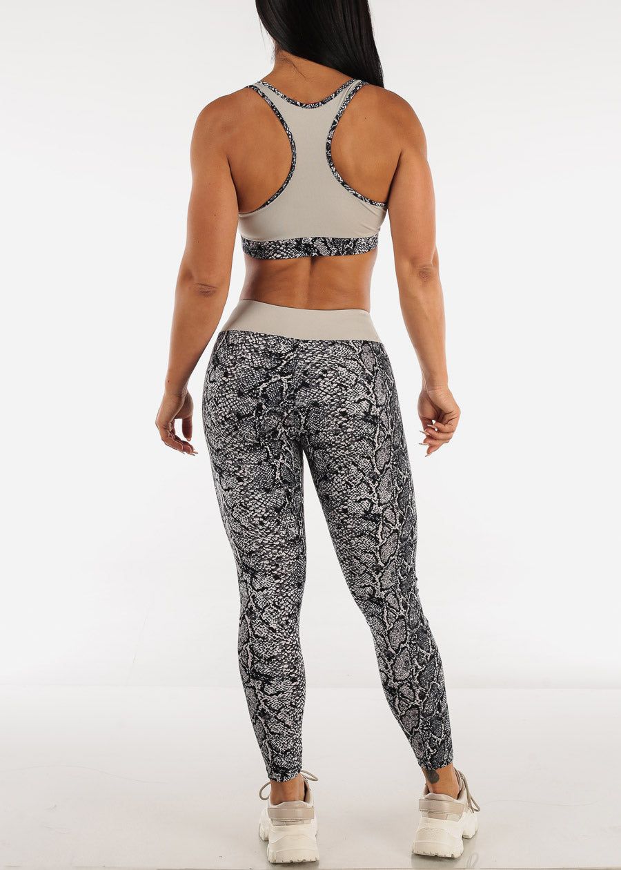 Racerback Sports Bra & Mid Rise Leggings Snake Print (2 PCE SET) sold by Moda product image thumbnail 3