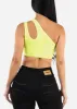 One Shoulder Cut Out Crop Top Neon Lime sold by Moda
