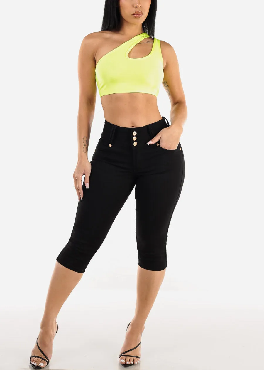 One Shoulder Cut Out Crop Top Neon Lime sold by Moda product image thumbnail 5