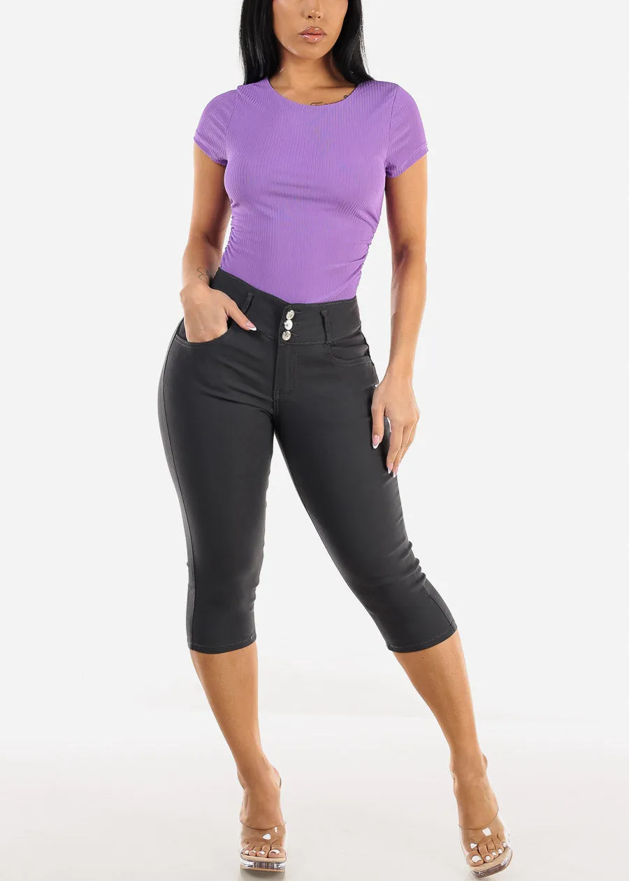 MX JEANS High Waist Hyper Stretchy Butt Lifting Capris Grey sold by Moda product image thumbnail 2