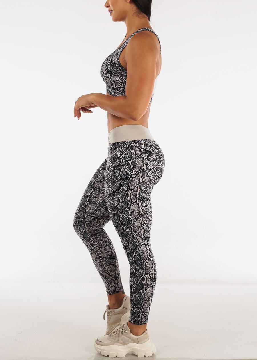Racerback Sports Bra & Mid Rise Leggings Snake Print (2 PCE SET) sold by Moda product image thumbnail 2